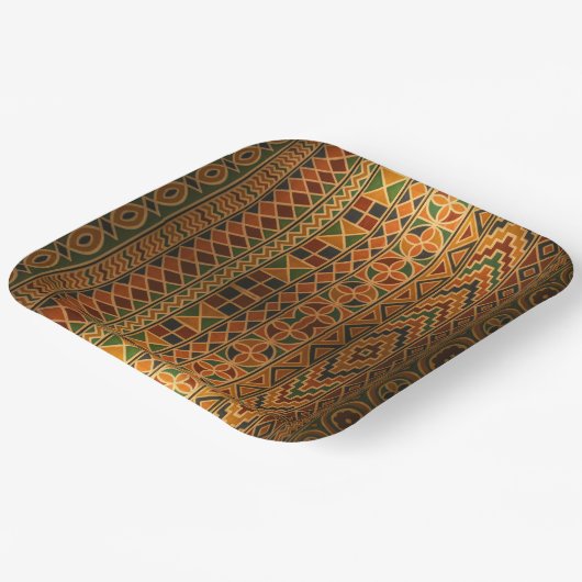 Kente Party Tellers Pappteller (Gewinkelt)