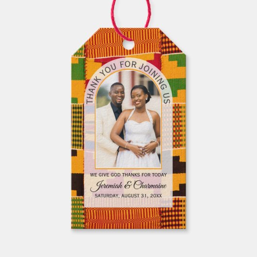 Kente Photo Custom Name WEDDING Geschenkanhänger (Vorderseite)