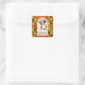 Kente Photo Custom Name WEDDING  Quadratischer Aufkleber (Tasche)