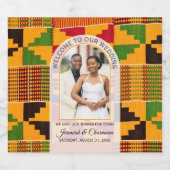 Kente Photo Custom Name WEDDING  Schaumweinetikett (Einzelnes Label)