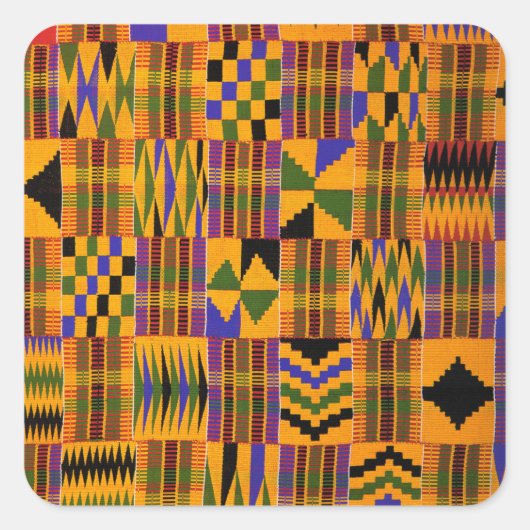 Kente Quadratischer Aufkleber (Vorderseite)