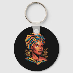 Kente-Stofftuch schöne schwarze Afro-Frau E Schlüsselanhänger