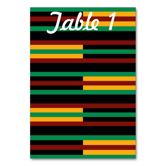 Kente Stripes Hochzeitstisch Tischnummer (Rückseite)