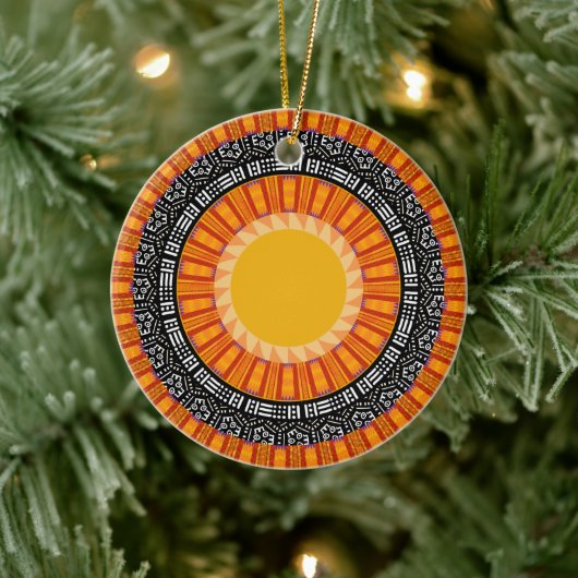 Kente Sun Design Keramik Ornament (Baum)