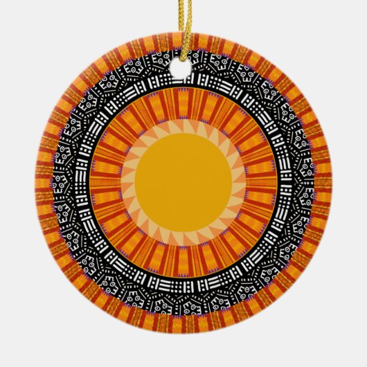 Kente Sun Design Keramik Ornament (Vorne)