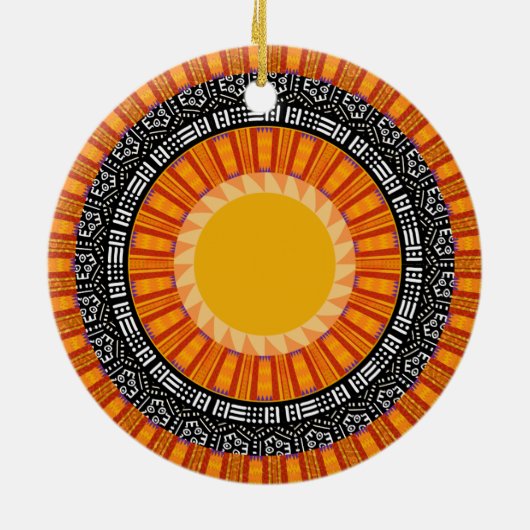 Kente Sun Design Keramik Ornament (Hinten)