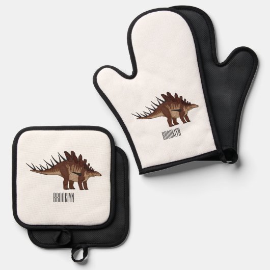 Kentrosaurus-Cartoon Ofenhandschuh & Topflappen-Set (Vorderseite/Rückseite)