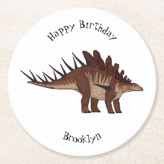 Kentrosaurus-Cartoon Runder Pappuntersetzer (Vorderseite)