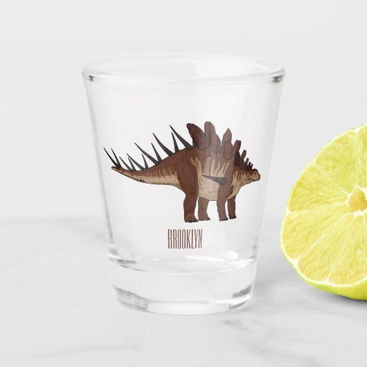 Kentrosaurus-Cartoon Schnapsglas (Vorderseite)