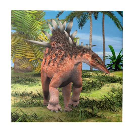 Kentrosaurus Dinosaur Dschungel Prähistorische Kun Fliese (Vorderseite)