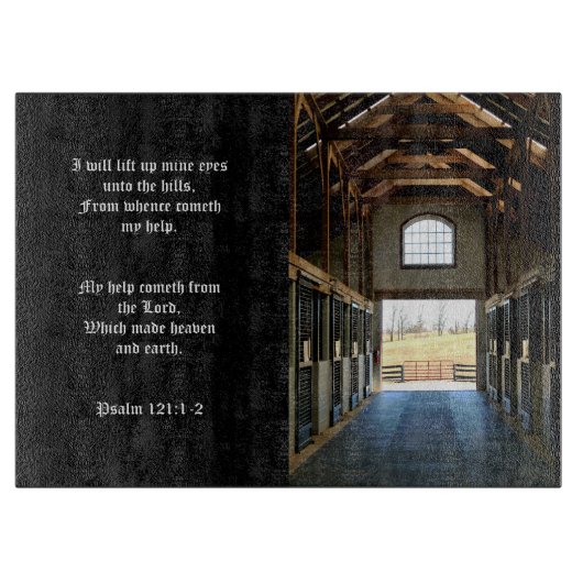 Kentucky Aussicht aus der Scheune, Psalm 121:1-2 Schneidebrett (Vorderseite)