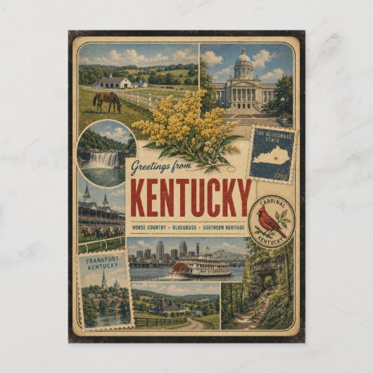 Kentucky Authentische Vintage-Postkarte Postkarte (Vorderseite)