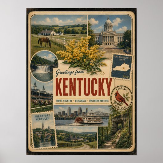 Kentucky Authentischer Vintage-Stil Poster (Vorne)