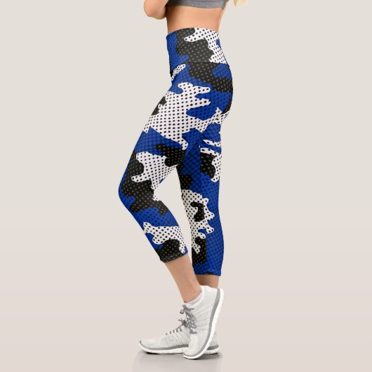 Kentucky Blue White Classic Camo Pattern Capri Leggings (Links)