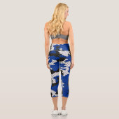 Kentucky Blue White Classic Camo Pattern Capri Leggings (Rückseite)