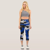 Kentucky Blue White Classic Camo Pattern Capri Leggings (Vorderseite)