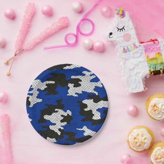 Kentucky Blue White Classic Camo Pattern Pappteller (Party)