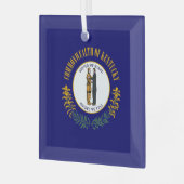 Kentucky: Bluegrass Commonwealth US State Flag Ornament Aus Glas (Vorderseite links)
