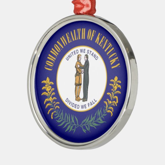 Kentucky: Bluegrass Commonwealth US State Flag Ornament Aus Metall (Links)