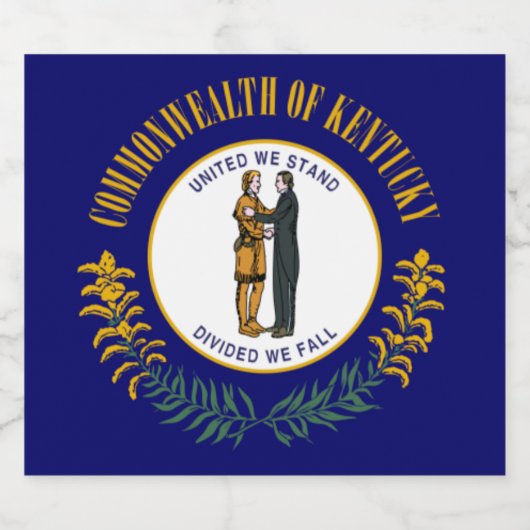 Kentucky: Bluegrass Commonwealth US State Flag Schaumweinetikett (Einzelnes Label)