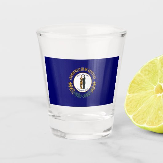 Kentucky: Bluegrass Commonwealth US State Flag Schnapsglas (Vorderseite)