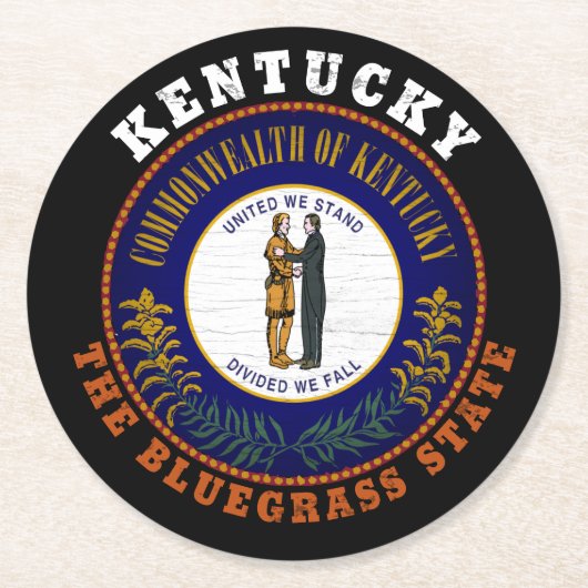 KENTUCKY BLUEGRASS STAAT FLAG RUNDER PAPPUNTERSETZER (Vorderseite)