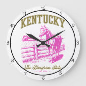 Kentucky Bluegrass State Horse Große Wanduhr (Vorderseite)
