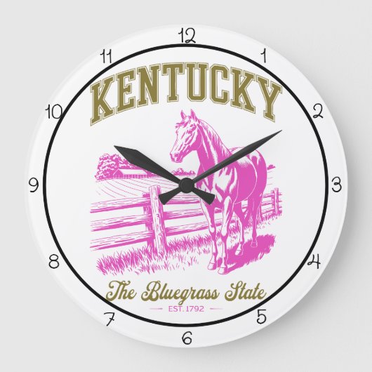Kentucky Bluegrass State Horse Große Wanduhr (Vorderseite)
