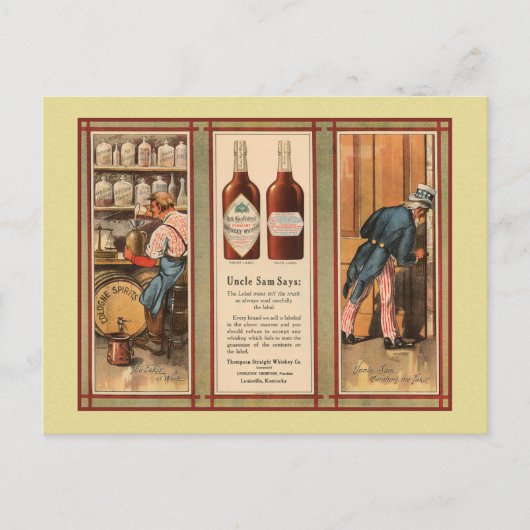 Kentucky Bourbon Uncle Sam Prohibition Postkarte (Vorderseite)