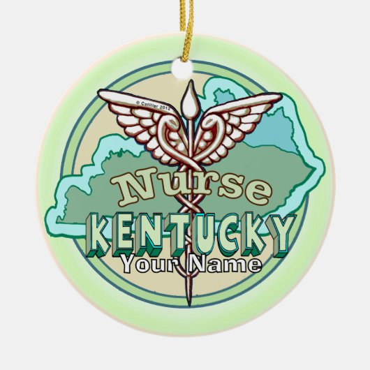 Kentucky Caduceus Krankenschwester Keramik Ornament (Vorne)