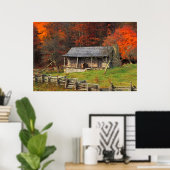 Kentucky Country Kabine Herbst Saison Wasserfarbe Poster (Heimbüro)