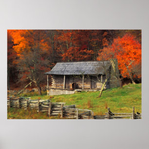Kentucky Country Kabine Herbst Saison Wasserfarbe  Poster