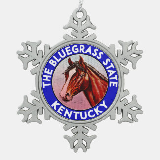 Kentucky das Bluegrass-Staats-Pferdelaufen Schneeflocken Zinn-Ornament