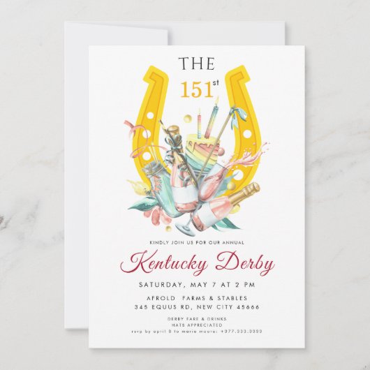 Kentucky Derby 151st Invitation with Horseshoe Einladung (Vorderseite)