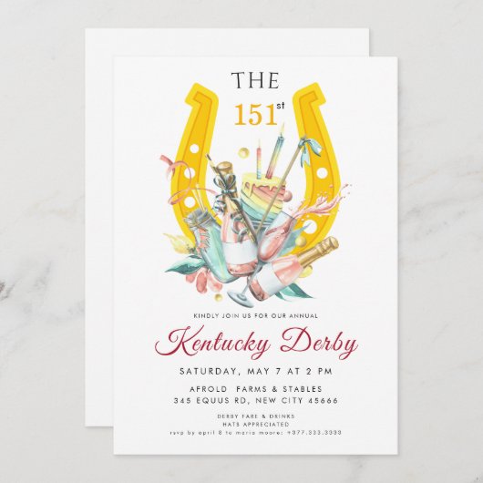 Kentucky Derby 151st Invitation with Horseshoe Einladung (Vorne/Hinten)