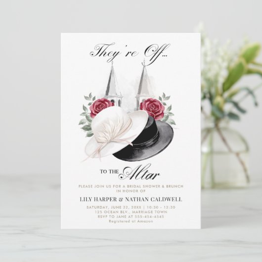 Kentucky Derby Brautparty Brunch Rose Türme Einladung (Stehend Vorderseite)