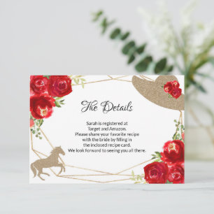 Kentucky Derby Brautparty Details Card RSVP Karte