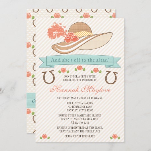 KENTUCKY DERBY HAT BRIDAL SHOWINVITATION EINLADUNG (Vorne/Hinten)