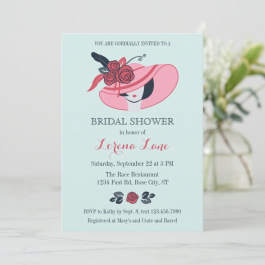 Kentucky Derby Inspirierte Bridal Shower Einladung (Stehend Vorderseite)