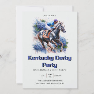 Kentucky Derby Party Einladung Blau Wasserfarbe Ho