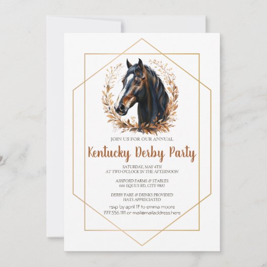 Kentucky Derby Party Invitation Silver Horseshoe P Einladung (Vorderseite)