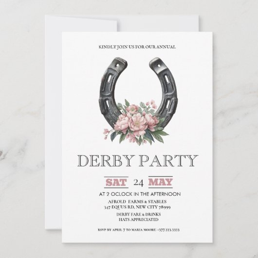 Kentucky Derby Party Invitation Silver Horseshoe P Einladung (Vorderseite)
