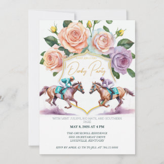 Kentucky Derby Party Invitation Watercolor Horses Einladung