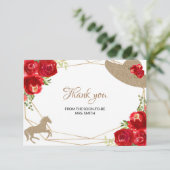 Kentucky Derby Rote Rosen Wedding Dankeskarte (Stehend Vorderseite)