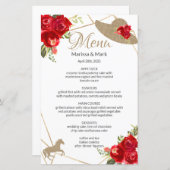Kentucky Derby Rote Rosen Wedding Menu (Vorne/Hinten)