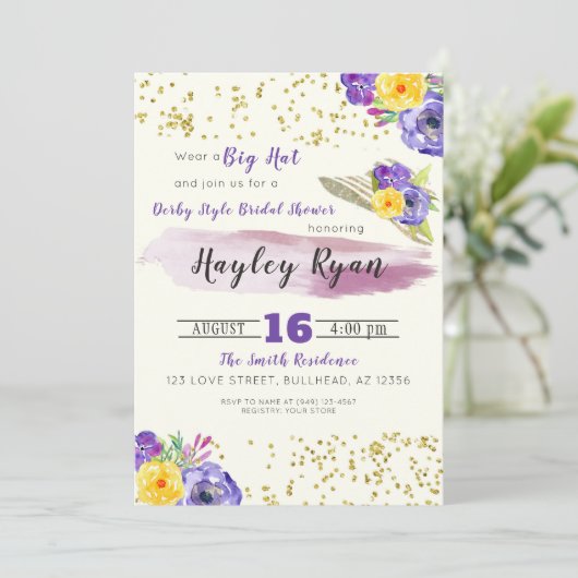 Kentucky Derby Style Bridal Dusche Einladung (Stehend Vorderseite)