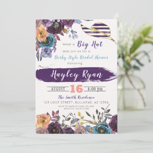 Kentucky Derby Style Fall Bridal Dusche Einladung (Stehend Vorderseite)