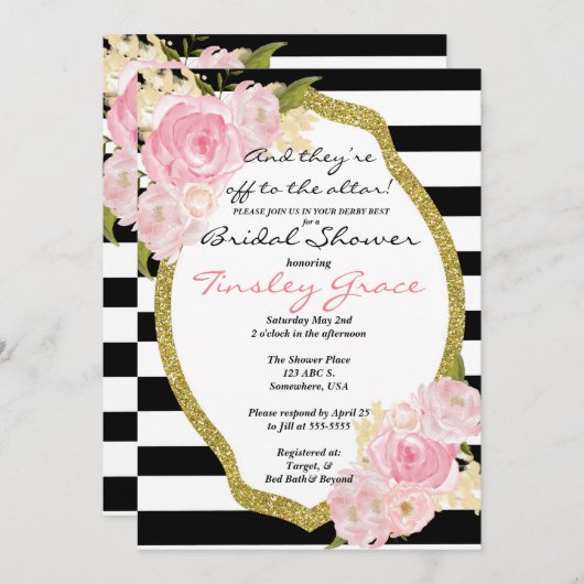 Kentucky Derby - Thema Dusche Einladung (Vorne/Hinten)