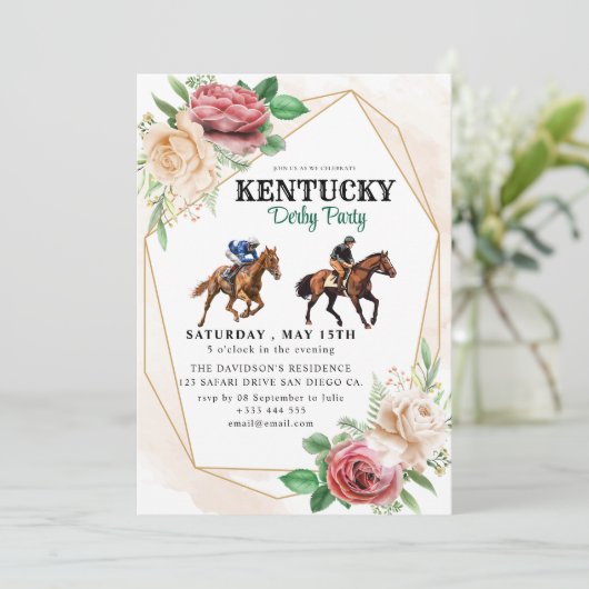 Kentucky Derby Viewing Party Einladung (Stehend Vorderseite)