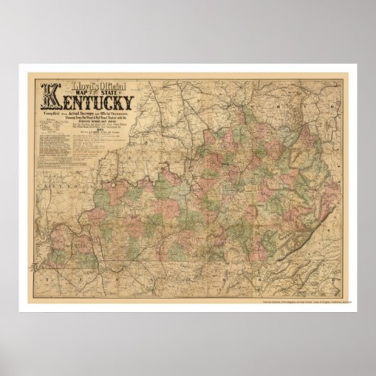 Kentucky Eisenbahn Karte 1863 Poster (Vorne)